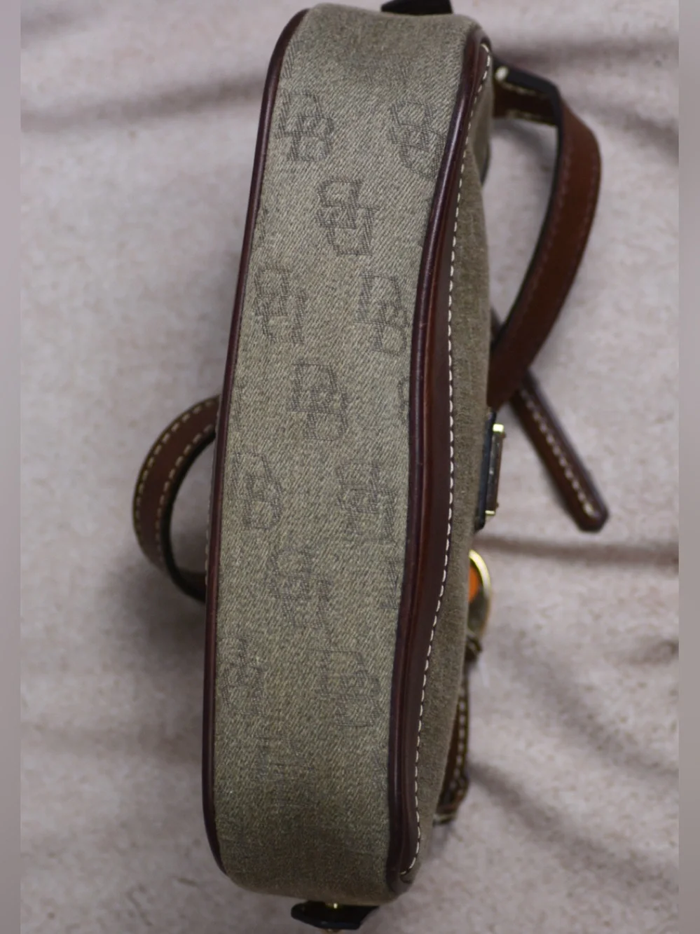 Dooney & Bourke Olive Shoulder Purse Italian Leather Trim